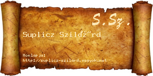 Suplicz Szilárd névjegykártya
